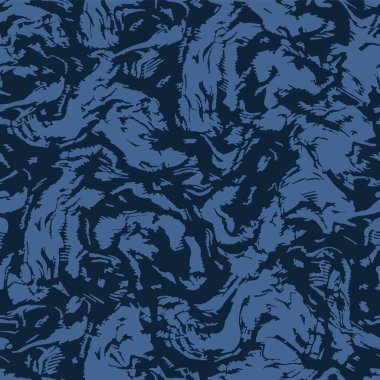 Koyu mavi mermer arka plan. Su lekesi efekti Dip Dye Indigo Mavi Doku. Beyazlatılmış Direnç Noktalı Kusursuz Düzen. Girdap Lekesi Tekstil. Japon Endonezya Allover baskısı. Vektör Döşeme 10 Eps tekrarla
