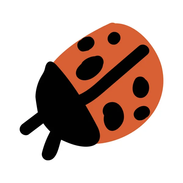 귀엽고 Ladybug Doodle Clipart 입니다 손으로 Flat Color Naive Entomology — 스톡 벡터