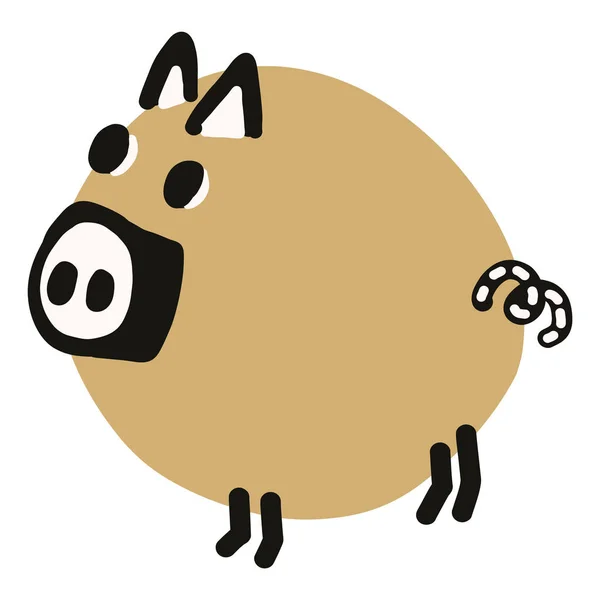 Kawaii garabato cerdo clipart. Cerdo de granja gordo dibujado a mano. Ganado de cerdo linda ilustración en color plano. Niños aislados, jabalíes, cerdos, mamíferos. Vector EPS 10 . — Vector de stock