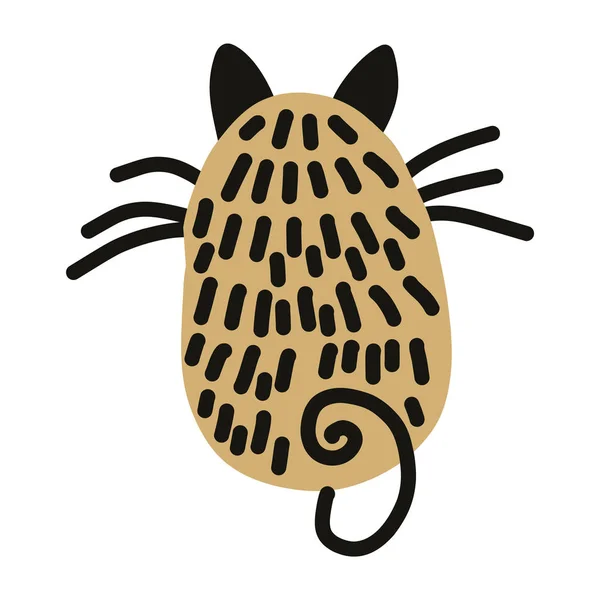 Kawaii doodle pet cat clipart. Наивная кошечка, нарисованная вручную. Полосатый кошачий милый рисунок плоского цвета. Изолированная порода, дети, домашние, лапы, усы, животные. Векторная EPS 10 . — стоковый вектор
