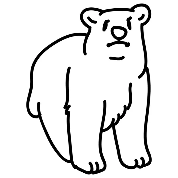 Adorabile Line art Polar Bear Clip Art. Icona animale artica. Illustrazione del motivo del carnivoro kawaii disegnato a mano Doodle in colore piatto. Bambino isolato, Nursery e Natale Wildlife Character. Vettore . — Vettoriale Stock