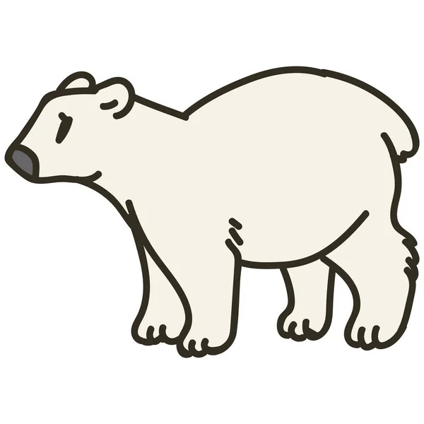 Adorabile Lineless Cartoon Polar Bear Clip Art. Icona animale artica. Illustrazione del motivo del predatore kawaii disegnato a mano Doodle in colore piatto. Bambino isolato, Nursery e Natale Wildlife Character. Vettore . — Vettoriale Stock