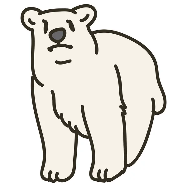 Schattige lijnloze cartoon Polar Bear Clip Art. Arctische Dieren Ikoon. Handgetekende kawaii Carnivoor Motief Illustratie Doodle in vlakke kleur. Geïsoleerde Baby, Kinderkamer en Kerst Wildlife Karakter. Vector. — Stockvector