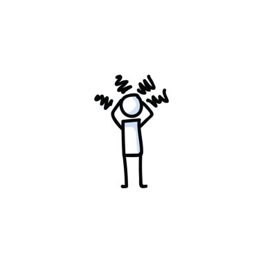 Kızgın çöp adam vektör çizimi. El çizimi öfke patlaması. Öfkeli çizgi film karakteri bujo clipart. 