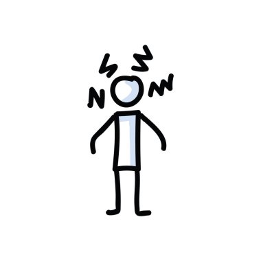 Kızgın çöp adam vektör çizimi. Elle çizilmiş kötü ruh hali stickman. Kurşun Günlük Öfkesi Klibi. 