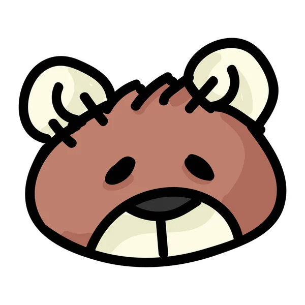 Lindo peluche cosido peluche cabeza clipart. Juguete suave hecho a mano para niños. Divertido dibujado a mano acurrucado animal mullido garabato en color plano. Amor aislado, niño, cachorro. Vector EPS 10 . — Vector de stock