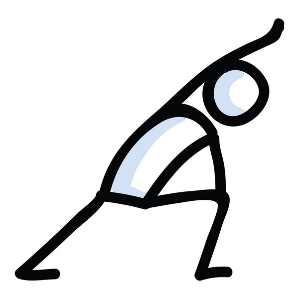 Met de hand getrokken Stick Figuur Lunge Yoga Pose. Concept Stretching Excercise voor wellness Illustratie. Eenvoudige Icon Motif van Relax Fitness Workout. Energie, Relax, Vrede, Chakra Clip Art. Vector Eps 10. — Stockvector