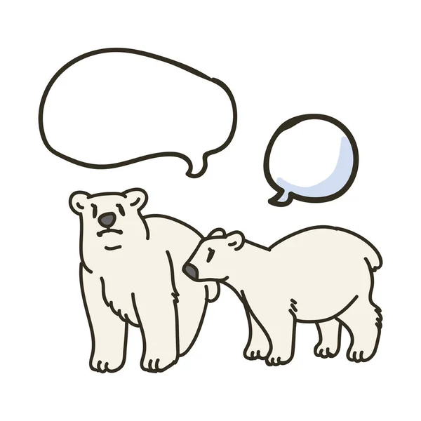 Adorable Speech Bubble Cartoon Polar Bear Clip Art. Arctic Animal Icon. Hand Drawn kawaii Motif Illustration Doodle In Flat Color. Isolated Baby, Nursery and Christmas Wildlife Character. Vector. — 스톡 벡터