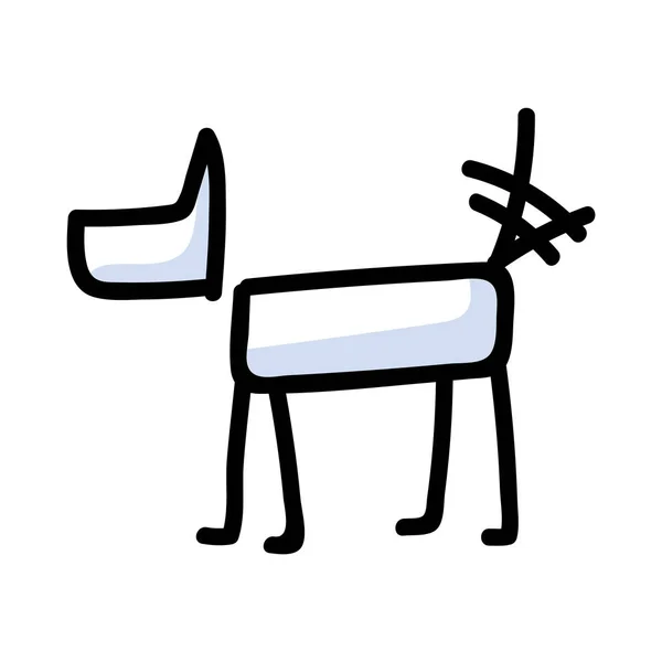 Cute Stick Figure Dog Wagging Tail Vector Clipart Bujo Jurnal - Stok Vektor