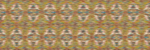 Soft Blurry Damasco Ikat Tapeçaria Banner Textura Padrão Fronteira Sem — Vetor de Stock