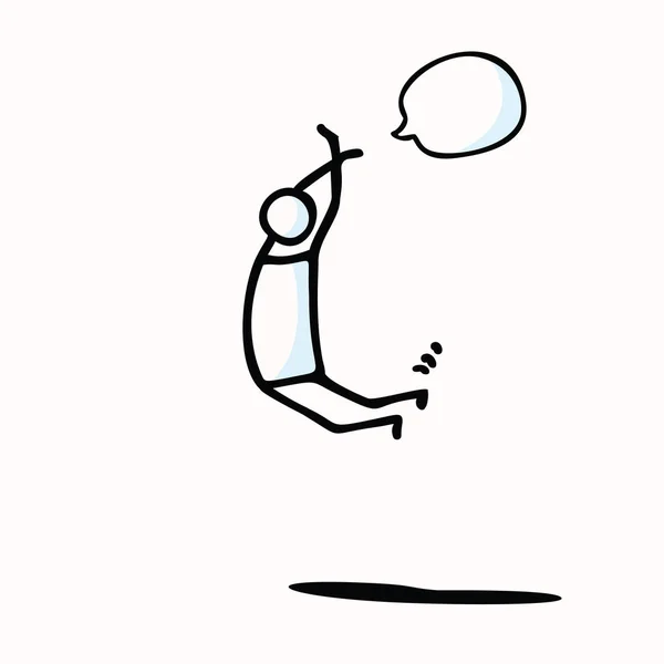 Hand Drawn Stickman Person Jumping Air Koncepce Fyzické Cvičení Jednoduchý — Stockový vektor
