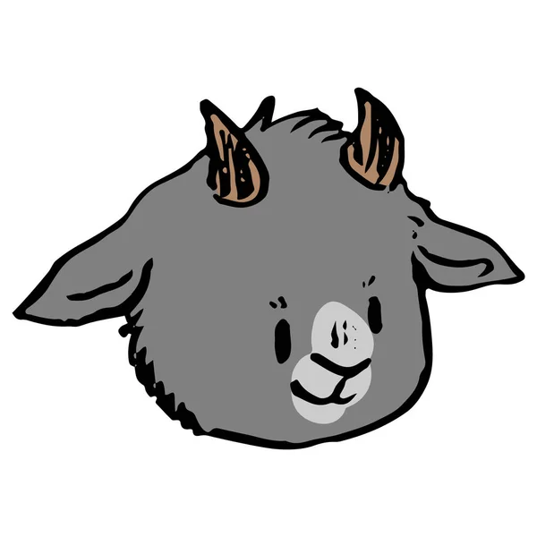 Cara Cabra Sorrindo Engraçado Bonito Clipart Vetor Estilo Ingênuo Cabrito — Vetor de Stock