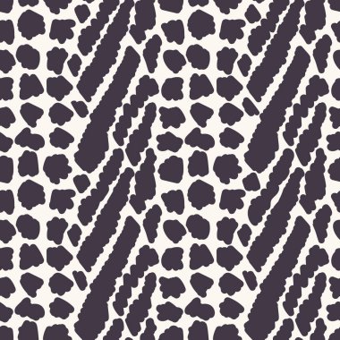 Monokrom Vektör Hayvan Derisi Dokuları. Soyut Kedi Noktası, Zürafa veya Benekli Appaloosa Doku Efekti. Kaba El Kaba Çizimsel Şekilde Kusursuz Desen. Zebra Karışımı Tay 10 'u tekrarla