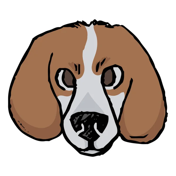 Linda Caricatura Foxhound Caza Perro Cara Vector Clipart Crianza Pedigrí — Vector de stock