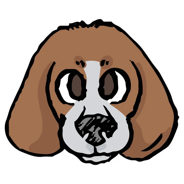 Cute Cartoon Foxhound Cachorro Caça Cão Rosto Clipart Vetor Pedigree — Vetor de Stock