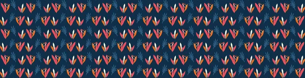 Handgemaltes Boldvector Summer Bloom Floral Motif Seamless Banner Pattern Klassisch — Stockvektor