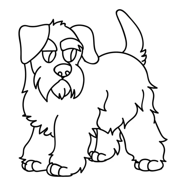 Sevimli Çizgi Film Monokrom Schnauzer Köpek Yavrusu Lineart Vektör Clipart — Stok Vektör