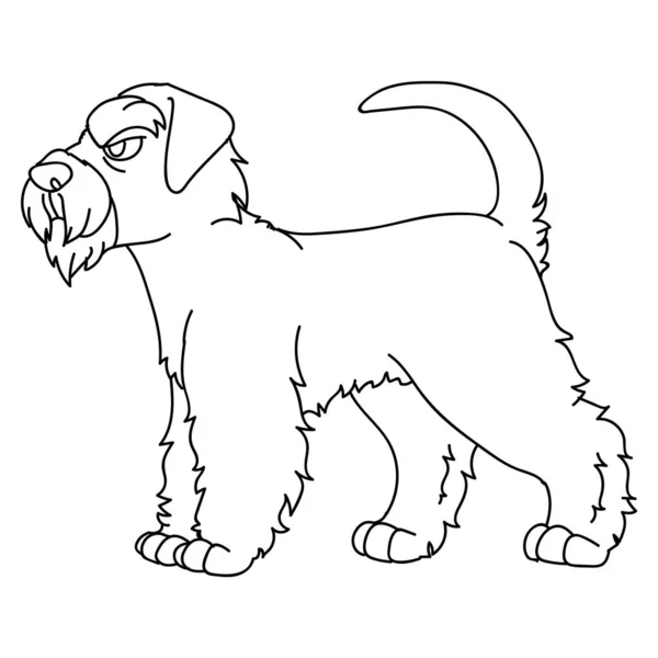 Carino Cartone Animato Monocromatico Schnauzer Cane Razza Lineart Vettore Clipart — Vettoriale Stock