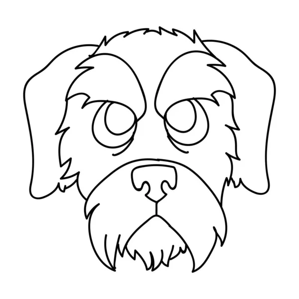 Mignon Dessin Animé Monochrome Schnauzer Chiot Chien Visage Race Lineart — Image vectorielle