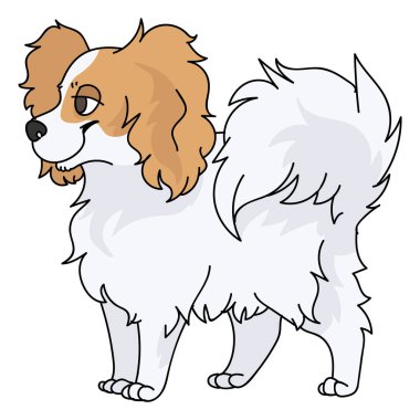 Şirin çizgi film papillon köpek cins vektör klibi. Köpek sevenler için soylu köpek kulübesi. Evcil hayvan salonu illüstrasyon maskotu için safkan evcil köpek yavrusu. İzole köpek kabarıklığı. EPS 10. 