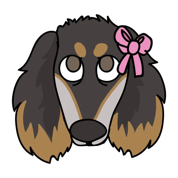 Cute Cartoon Saluki Dog Puppy Face Pink Bow Vector Clipart — Stock Vector