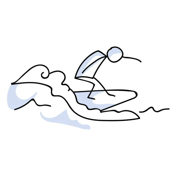 Lindo Palo Figura Surfeando Océano Onda Vector Clipart Deportes Aire — Vector de stock