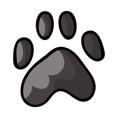 Şirin çizgi film, gri köpek pençesi izi vektör klibi. Köpek severler için vahşi hayvan ayak izi. Moda olmuş eğlenceli çocuklar doğa yolu. İllüzyon işareti. İzole edilmiş pençe izi. EPS 10. 