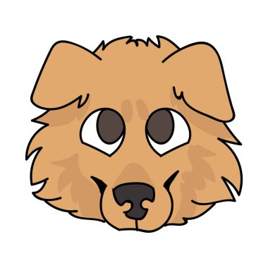 Şirin çizgi film kaba, yavru köpekçik suratlı, vektör klipsi. Köpek severler için soylu köpek barınağı. Evcil hayvan salonu illüstrasyon maskotu için safkan evcil köpek yavrusu. İzole köpek kabarıklığı. EPS 10. 