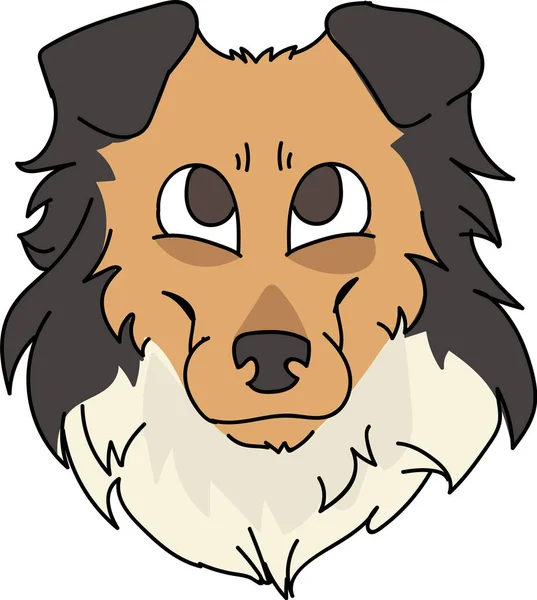 Lindo Dibujo Animado Áspero Collie Cara Perro Raza Vector Clipart — Archivo Imágenes Vectoriales