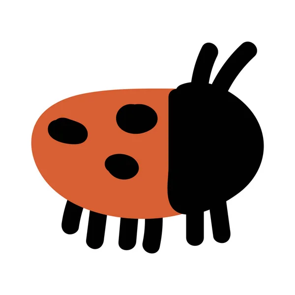 Fofa simples joaninha doodle clipart. Inseto manchado vermelho desenhado à mão. Entomologia ingênua de cor plana ilustração besouro. Eco isolado, inseto, animal, ponto, ponto. Vetor EPS 10 . — Vetor de Stock