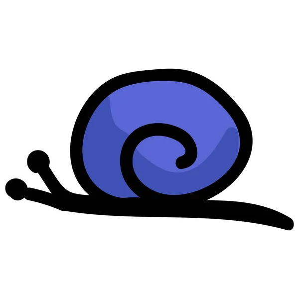 Bonito caracol simples doodle clip art. Molusco desenhado à mão inseto da natureza da vida selvagem. Peste de jardim de cor plana lesma com ilustração shell. Lesma isolada, azul, gastrópode. Vetor EPS 10 . —  Vetores de Stock