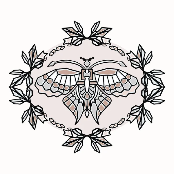 Vintage Art Deco Butterfly Wreath Fram Vector Zestaw motywów. Stylizowany styl lat dwudziestych XX wieku Geometric Design Element. Ręcznie rysowane Ozdobne Klasyczne Skrzydła, Kwitnące, Filigree Graficzne Ozdobne Kwitnące Kliparty. Eps 10 — Wektor stockowy