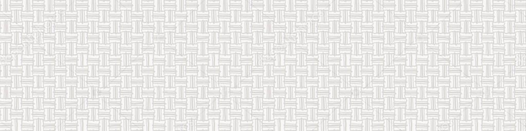 Cream Gray Vector French Linen Texture Banner Background. Old Ecru Flax Fibre Seamless Border Pattern. Woven Ribbon Geo Criss Cross Line Weave Fabric. Neutral Ecru Burlap Cloth Ribbon Trim Edge EPS10 