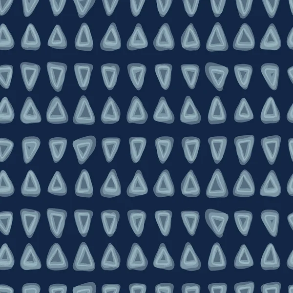 Shibori Background.Tie Dye Indigo Blue Triangle Geo Texture. Gebleichte Handarbeit widersteht nahtlosem Muster. Aquarell Wassermuscheltextil vorhanden. Japanischer oder indonesischer Allover Print. Vector Repeat Tile Eps 10 — Stockvektor