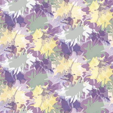 Bulanık Shibori kravat boyası soyut sıçrama arkaplanı. Beyazlara karşı bembeyaz olan kusursuz desen. Düzensiz daldırılmış batik tekstil için bahar leylak pasteli. Değişik soluk desenli moda kumaşı.