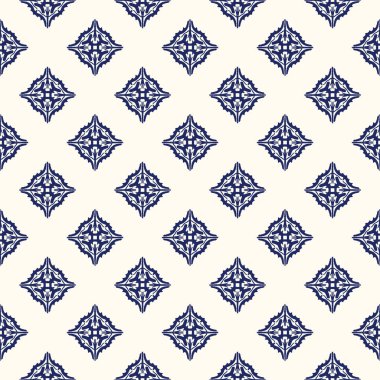 Portekiz Vektör Tile Azulejo Deseni. Beyaz Mozaik Meydanı 'nda kusursuz Lizbon Mavisi. Geleneksel Çiçek Seramik Akdeniz Tarzı Tasarımı. Tekrarlanan Bölüm 10 'un Üzerinde Yazdır