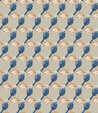 Kış Bej Bahçe Yapraksız Kalıp. Moda Arkaplan için El Çizimi Çiçek Yaprağı Kökü. Çelik Gri Mavi Sessiz Ton. Ditsy Prairie Tekstil için Her Yerde Yazdır. Vektör Döşeme 10