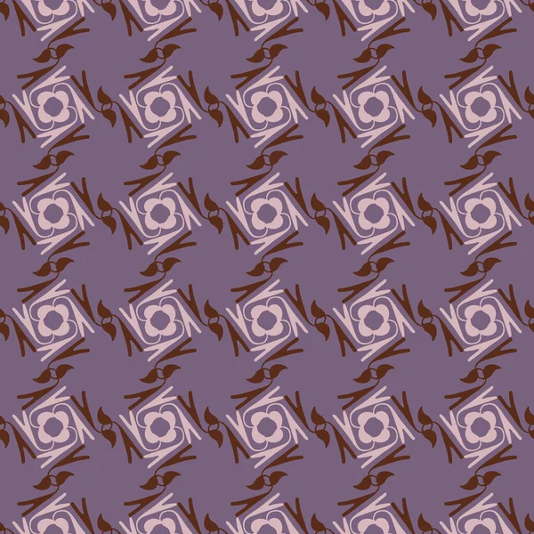 Geometric daisy flower seamless pattern. Abstract hand drawn floral background. Brown purple spice color muted tones. All over print for daisies square mosaic textile. Vector repeat eps10 — Διανυσματικό Αρχείο
