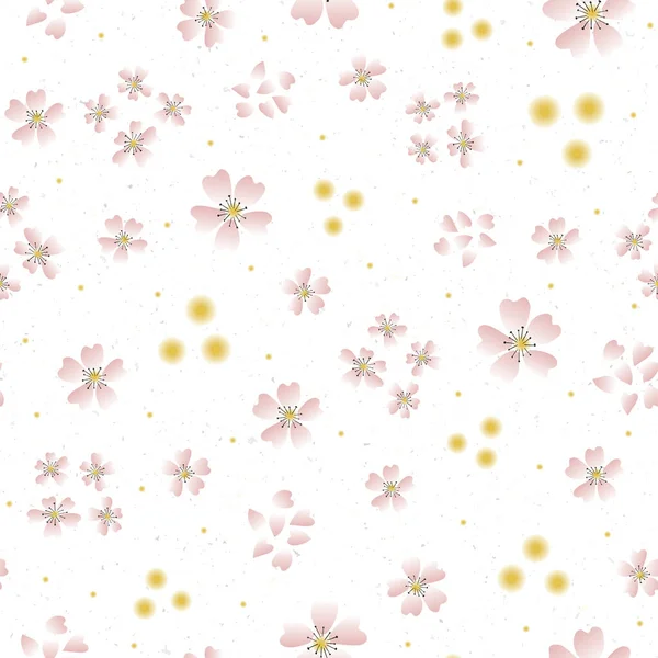 Modèle sans couture de fleur de cerisier dessiné à la main. Japonais style printemps jeté fond botanique ditsy. Doux rose tons neutres. Imprimé partout pour décoration de maison asiatique, mode. Répéter l'analyse vectorielle . — Image vectorielle