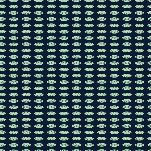 Fondo clásico de hoja pintada a mano azul. Elegante horizontal Srtiped hojas motivo patrón sin costuras. Navy Bloom Stripe on Dark Deep Indigo (en inglés). Todo sobre la impresión textil. Vector de ilustración repetida EPS 10 — Archivo Imágenes Vectoriales