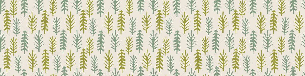 Pola Perbatasan Pohon Natal Naive. Latar Belakang Tepi untuk Perayaan Liburan Washi Tape. Tangan Musim Dingin Minimalistik Ditarik Latar Belakang Kolase Kayu. Trim Pita Pita Pita. Eps Vektor 10 Stok Vektor Bebas Royalti