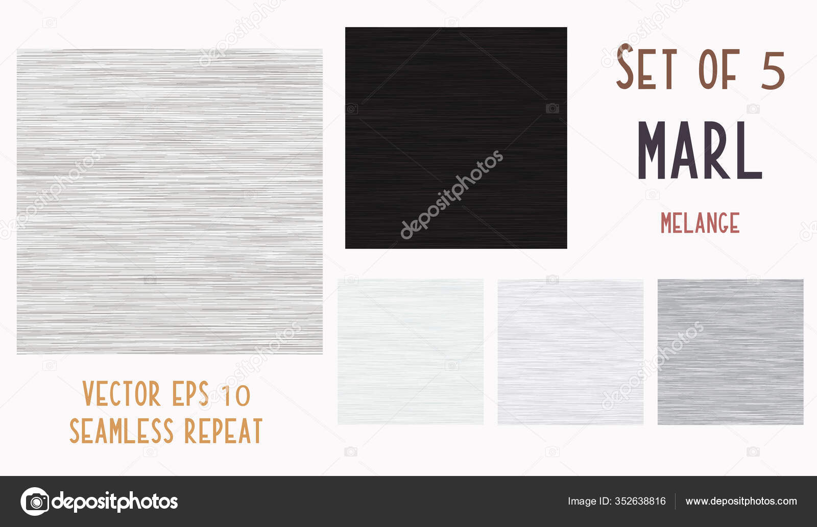 White Grey Black Marl Heather Texture Background. Faux Cotton Fabric with Vertical  T Shirt Style. Vector