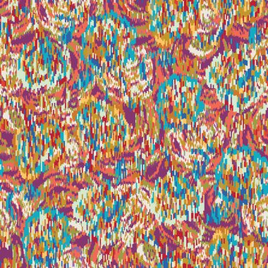 Bulanık çiçek efekti vektör dokusu. Modern noktalı arızalı çiçek. Tropikal çeşitlilikte melanjinin her tarafı fayansla kaplı. Yoğun benekli kumaş parçası.