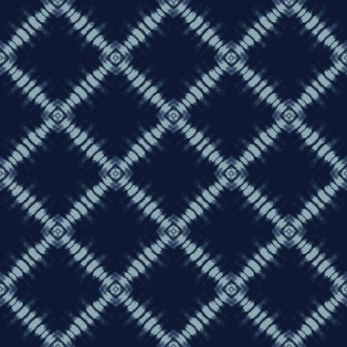 Shibori Tie Dye Indigo Mavi Doku Arkaplanı. Beyazlatılmış, el yapımı, kusursuz desen. Organik Kumaş Etkisi Tekstil. Klasik Japon ya da Endonezya baskısı. Vektör Döşeme 10 Eps tekrarla