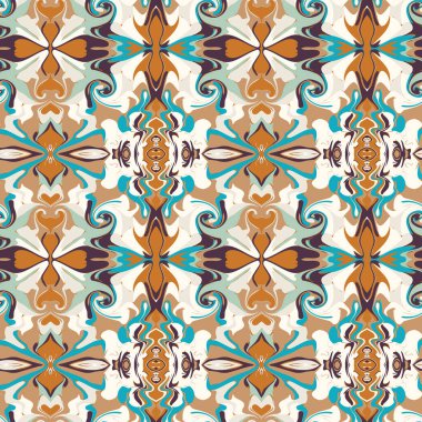 Arabesk Pers tarzı Vintage Model Arkaplanı. Damask Girdap Şalı Grafik Tasarımı. Kusursuz Retro Kaleydoskop Mozaik Butah Süslü Duvar Kağıdı. Etnik Düz Renk. Döşeme Döşemesi Tekrarlayan Vektör Eps 10
