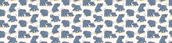 Şirin Fil Vektör Sınır Şablonu. Çocuk Safari Hayvanı ve Eğlenceli Oyunsuz Washi Kaseti. El işi cinsiyet ayrımı olmayan bebek, çocuk odası dekoru. Kawaii Hayvanat Bahçesi Banner Ribbon Ailesi. Vektör Eps 10