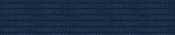 Bordado Boro Tela Sashiko Kantha Vector Border Pattern. Banner de aguja a rayas Fondo Indigo Blue Style. Running Hand Stitch Texture Textile Trim. Decoración de Japón. Cinta de lavado masculina EPS 10 — Vector de stock