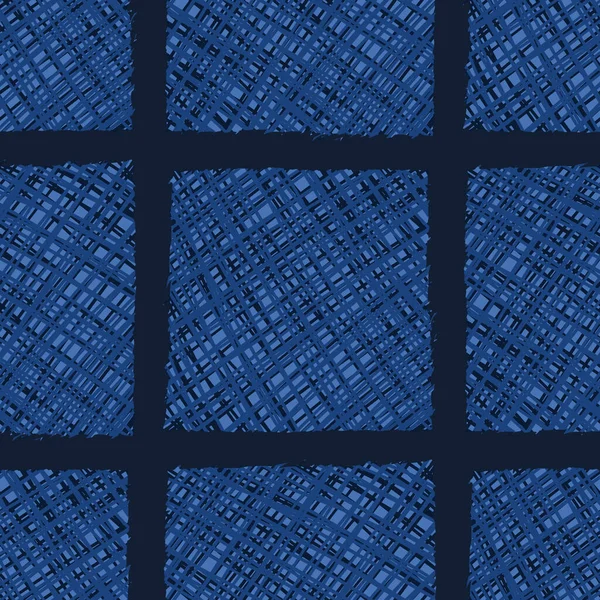 Dark Blue Denim Linen Vector Seamless Pattern. Heathered Marl Quilt Effetto Patchwork. Tessuto Indigo Space tinti Texture. TessutoSfondo tessile. T shirt Cotton Melange All Over Print. EPS 10 Piastrelle — Vettoriale Stock