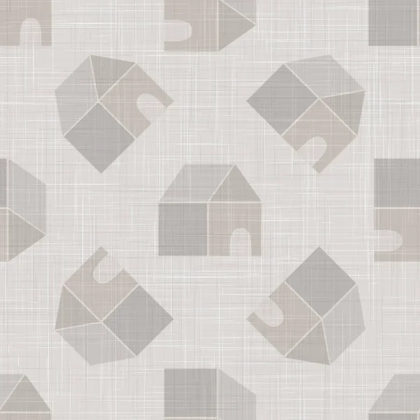 Graue Vektor Französisch Leinen gewebte Textur Hintergrund. Bedruckt mit Ferienhaus oder Chalet-Haus — Stockvektor