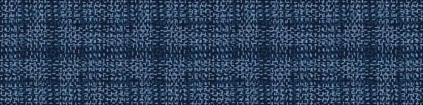 Bordado Boro Patch Kantha Vector Border Pattern. Aguja asiática Seamless fondo índigo azul. Sashiko Running Hand Stitch Texture Textile Trim. Decoración de Japón. Recorte de cinta masculina. EPS 10 — Archivo Imágenes Vectoriales